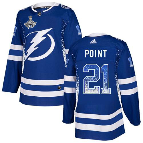 Men Adidas Tampa Bay Lightning #21 Brayden Point Blue Home Authentic Drift Fashion 2020 Stanley Cup Champions Stitched NHL Jersey